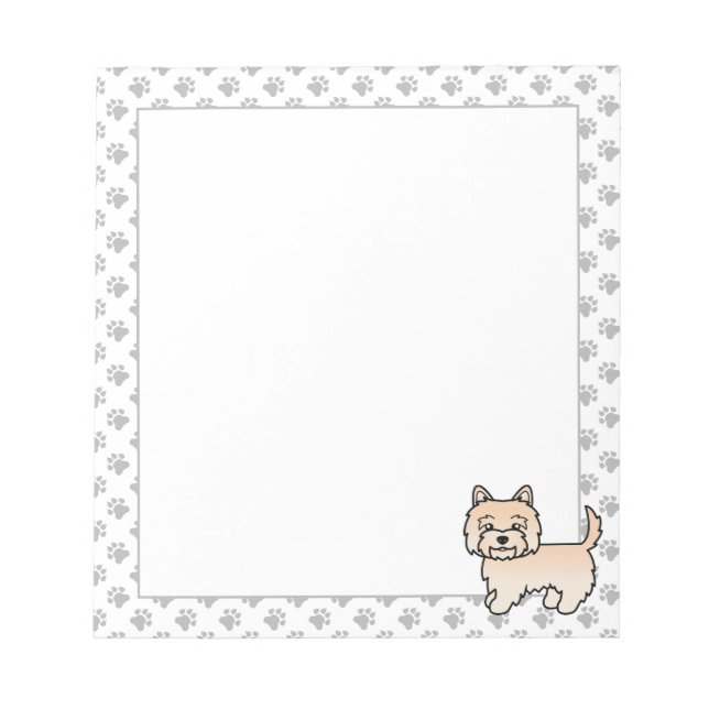 Bloco De Notas Cairn Terrier Creme Cachorro de Desenho Animado Fo (Frente)