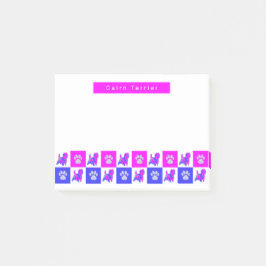 Bloco De Notas Cairn Terrier Dog & Paw Hot Pink & Blue