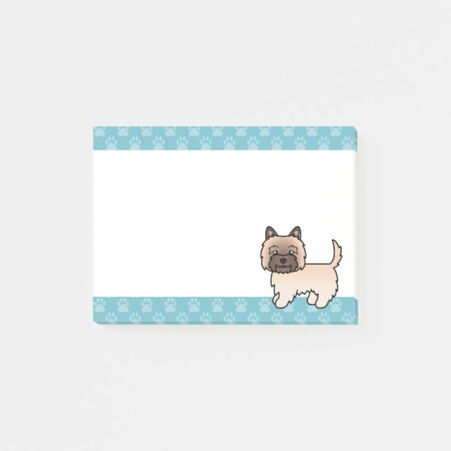 Bloco De Notas Cairn Terrier Trigo Cartoon e Bordas Azuis (Frente)