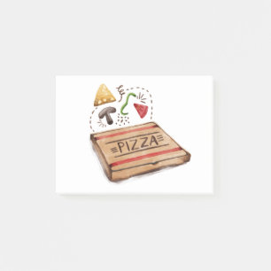Bloco De Notas Caixa da pizza da pizaria com as coberturas dos
