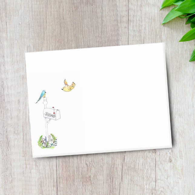 Bloco De Notas Caixa de Correio Aquarela Com Pássaros (Brighten your day with charming Watercolor Mailbox With Birds Notes.)