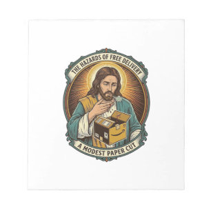 Bloco De Notas Caixa de papelão de Jesus corta dedo dor humor_1