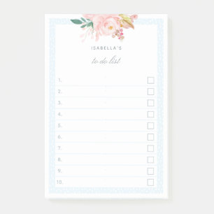 Bloco De Notas Caixa de Seleção Pastel Blue Watercolor Peonies