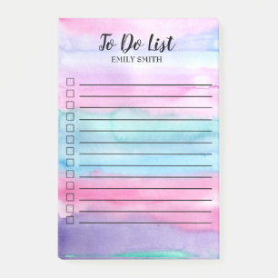 Bloco De Notas Caixa de Seleção Pastel Watercolor Azul Púrpura
