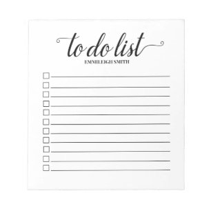 Bloco De Notas Caixa de seleção Script de Pincel Elegante Branco