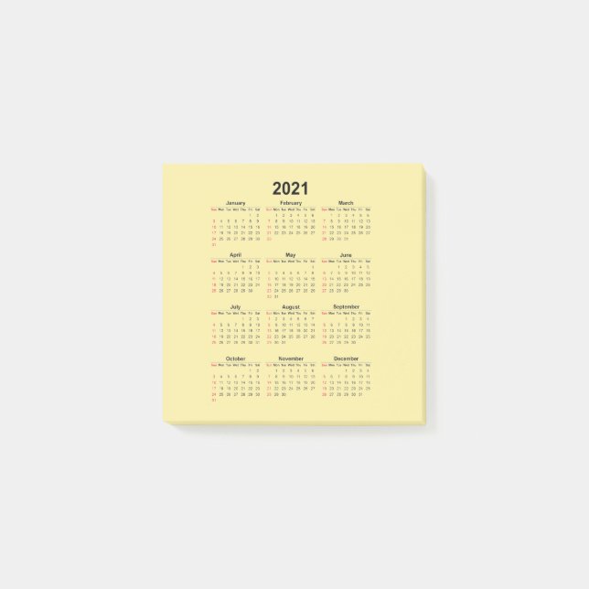 Bloco De Notas Calendário 2021 (Frente)