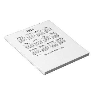 Bloco De Notas Calendário Branco de 2024 por Janz Small Notepad