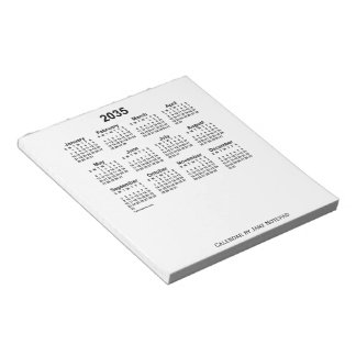 Bloco De Notas Calendário Branco de 2035 por Janz Notepad