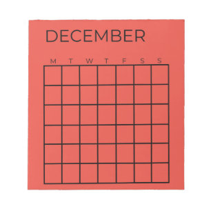 Bloco De Notas Calendário de dezembro Vermelho Não Atualizado par