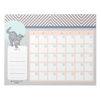 Bloco De Notas Calendário de Mesa de Gato Malhado de Data Aberta
