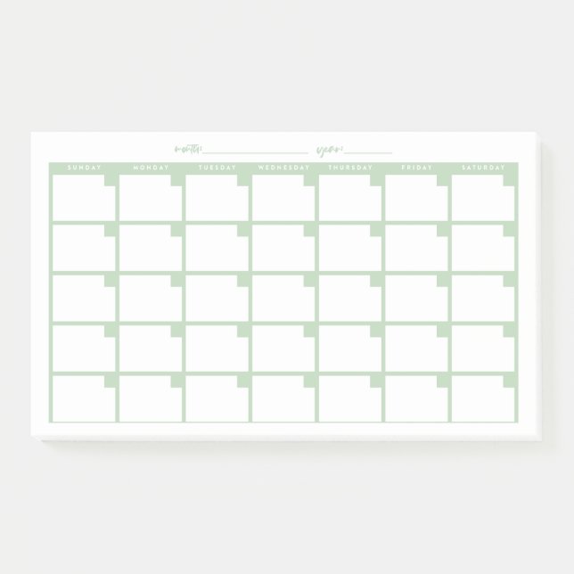 Bloco De Notas Calendário de Nota Fixa Não Atualizado - Verde Cla (Frente)
