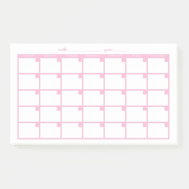 Bloco De Notas Calendário de Notas Digitais Não Atualizado - Rosa (Frente)