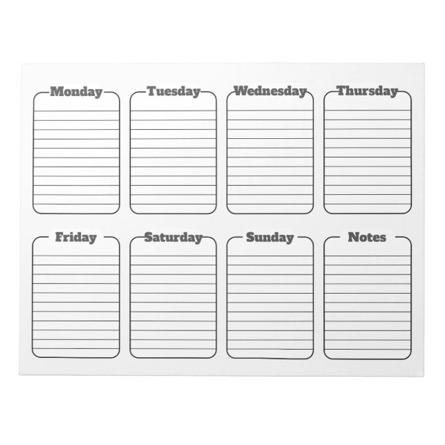 Bloco De Notas Calendário de Rasgos Brancos Simples Semanais do P (Frente)