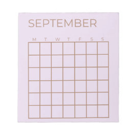 Bloco De Notas Calendário de Setembro Não Atualizado Lilac para P
