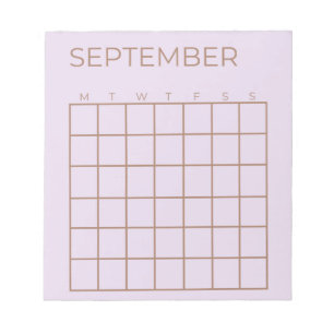 Bloco De Notas Calendário de Setembro Não Atualizado Lilac para P