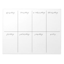 Bloco De Notas Calendário de Vazio do Planejador Semanal