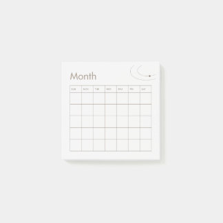 Bloco De Notas Calendário do Planejador Mensal Minimalista Brown