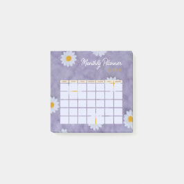 Bloco De Notas Calendário do Planejador Mensal Purple Floral 2025