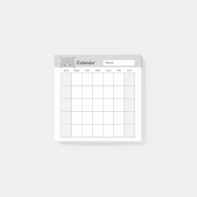 Bloco De Notas Calendário do Planejador Mensal Simples Minimalist (Frente)