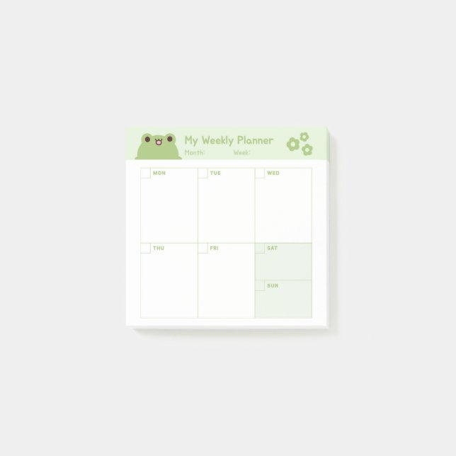 Bloco De Notas Calendário do Planejador Semanal Simples Minimalis (Frente)