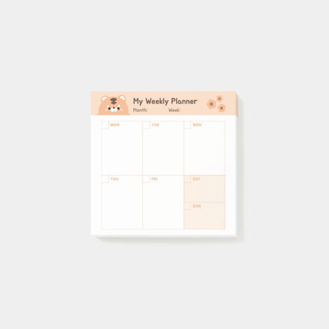 Bloco De Notas Calendário do Planejador Semanal Simples Minimalis (Frente)