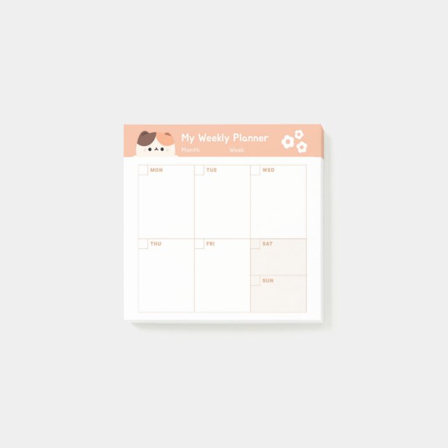 Bloco De Notas Calendário do Planejador Semanal Simples Minimalis (Frente)