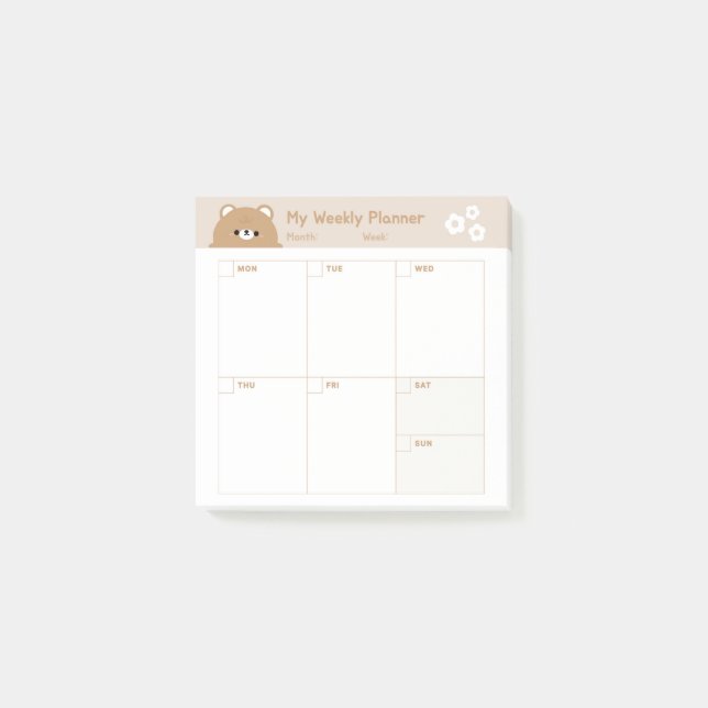 Bloco De Notas Calendário do Planejador Semanal Simples Minimalis (Frente)