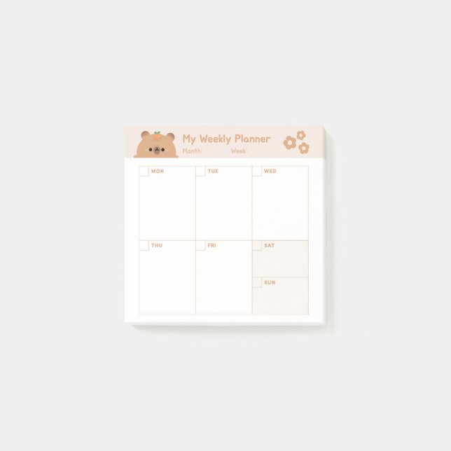 Bloco De Notas Calendário do Planejador Semanal Simples Minimalis (Frente)