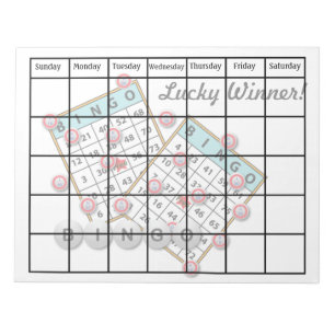 Bloco De Notas Calendário do Vazio Tema do Bingo, Vencedor da Sor