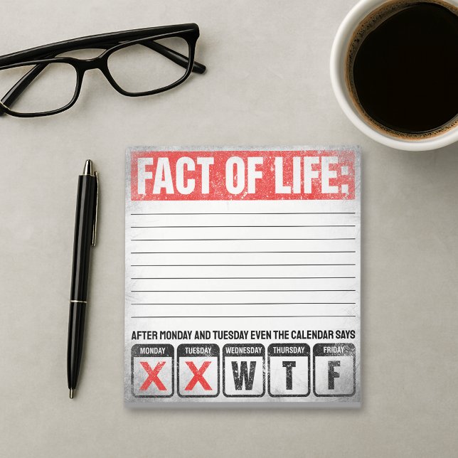 Bloco De Notas Calendário Facto da Vida Diz Humor WTF (Criador carregado)
