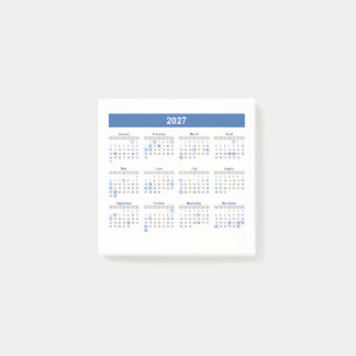 Bloco De Notas Calendário Mensal 2027 Versão Azul