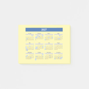 Bloco De Notas Calendário Mensal 2027 Versão Azul