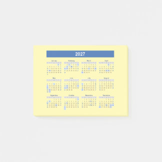 Bloco De Notas Calendário Mensal 2027 Versão Azul