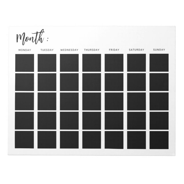 Bloco De Notas Calendário mensal do vazio (Frente)