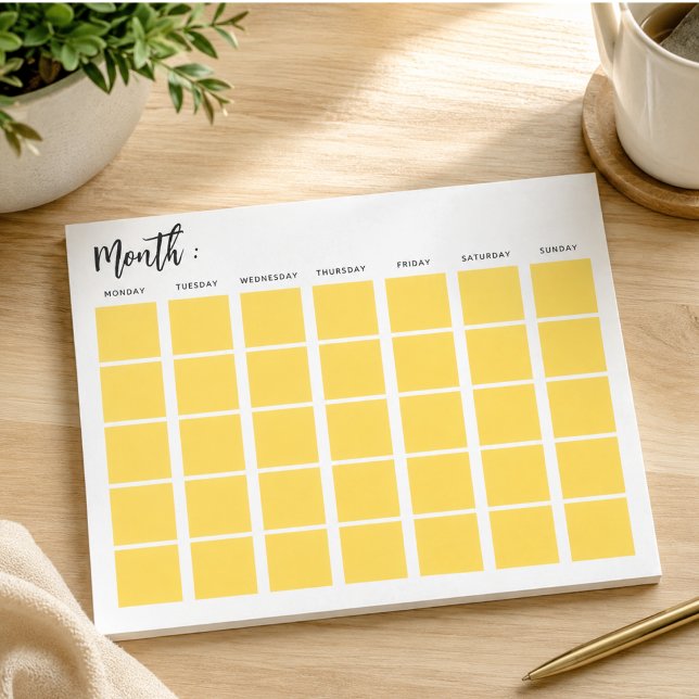 Bloco De Notas Calendário mensal em branco (Blank monthly calendar notepad)