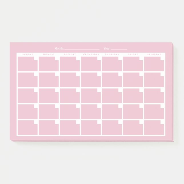 Bloco De Notas Calendário Não Atualizado da rosa claro (Frente)