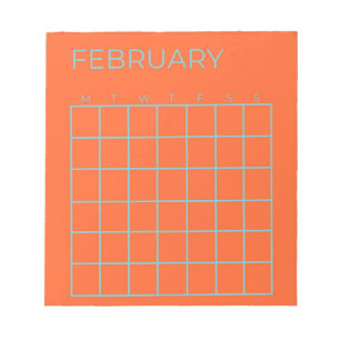 Bloco De Notas Calendário Não Atualizado de Febre Azul Laranja Fe