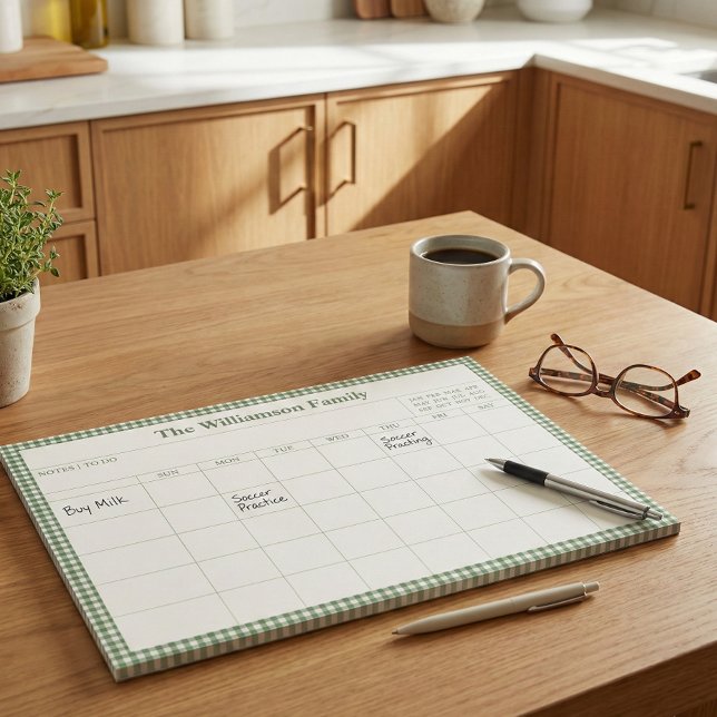 Bloco De Notas Calendário Planejador Mensal Família Ginga Verde X (Criador carregado)
