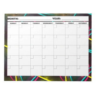 Bloco De Notas Calendário vazio do néon 80s