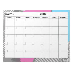 Bloco De Notas calendário vazio geométrico dos anos 80 3D