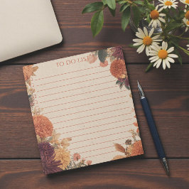 Bloco De Notas Calendula Laranja Rústica Lista de Tarefas Botânic