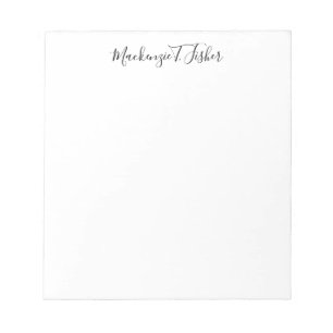 Bloco De Notas Caligrafia Clássica Elegante Preto e Branco