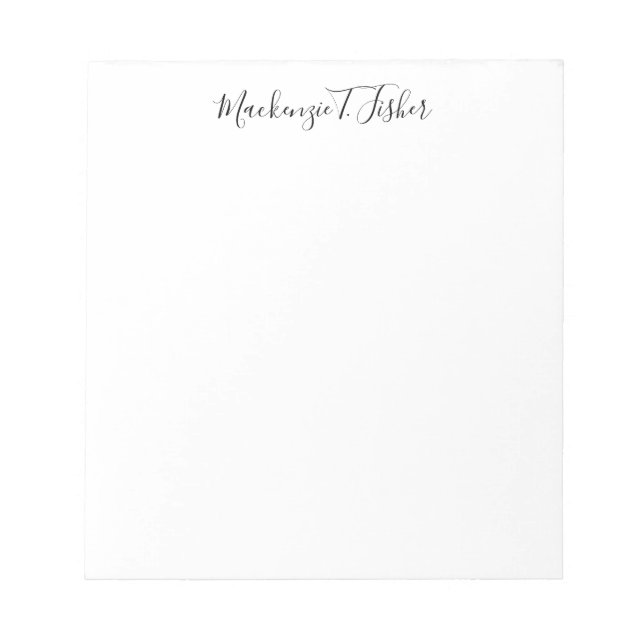Bloco De Notas Caligrafia Clássica Elegante Preto e Branco (Frente)