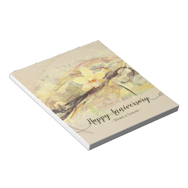 Bloco De Notas Caligrafia com Abstrato de Flor Vanilla Orchid (Inclinado)