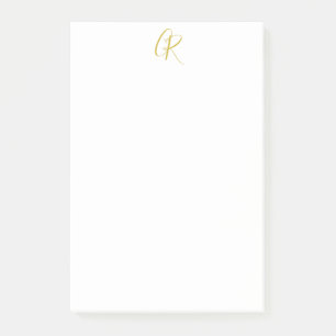 Bloco De Notas Caligrafia Cor Dourada Monograma Moderno Minimalis