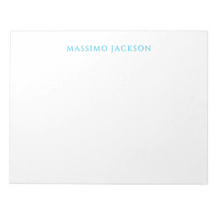 Bloco De Notas Caligrafia de Nome Script Simples Branco Azul