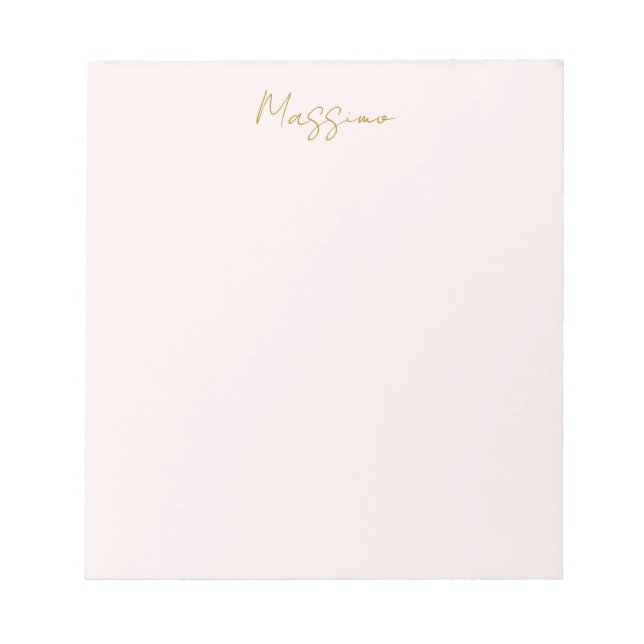 Bloco De Notas Caligrafia Elegante Cor Dourada e Pastel Nome Simp (Frente)