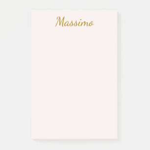 Bloco De Notas Caligrafia Elegante Cor Dourada e Pastel Nome Simp