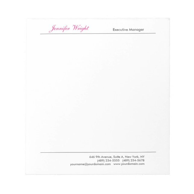 Bloco De Notas Caligrafia elegante simples profissional minimalis (Frente)