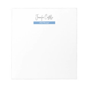 Bloco De Notas Caligrafia Minimalista Azul Preto Branco Simples
